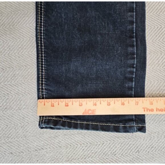 True Rock Jeans Men's 36x30 Straight Leg Dark Wash 7 Pockets Contrast Stitch EUC - Picture 7 of 16
